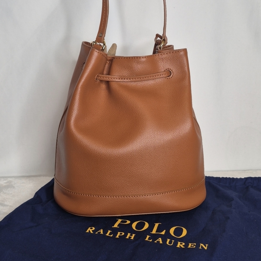 Lauren Ralph Lauren Leather Drawstring Bucket Bag - Picture 4 of 17